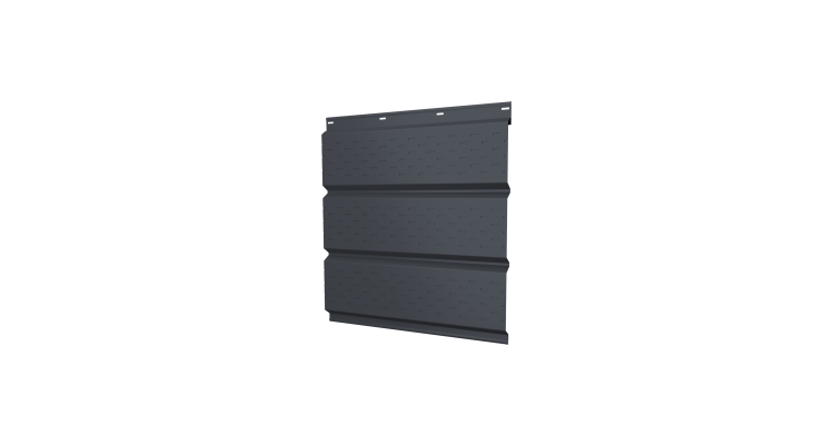 Софит металлический полная перфорация 0,5 Satin с пленкой RAL 7024 мокрый асфальт