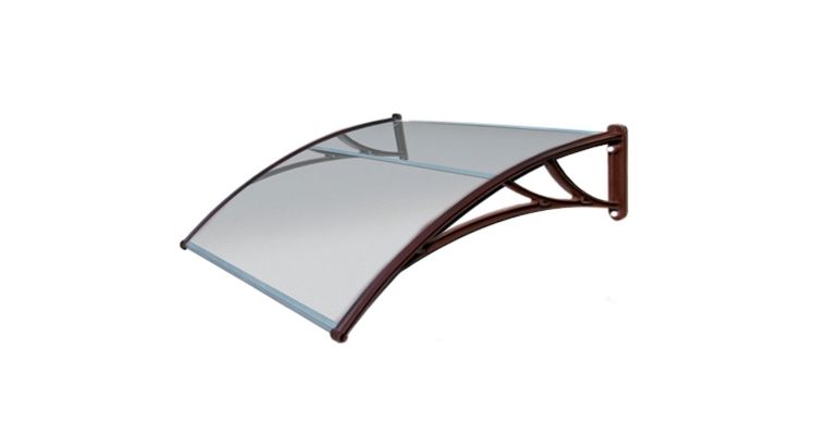 Козырек Krovent из поликарбоната 1500х930х280 прозрачный (коричневый кронштейн)